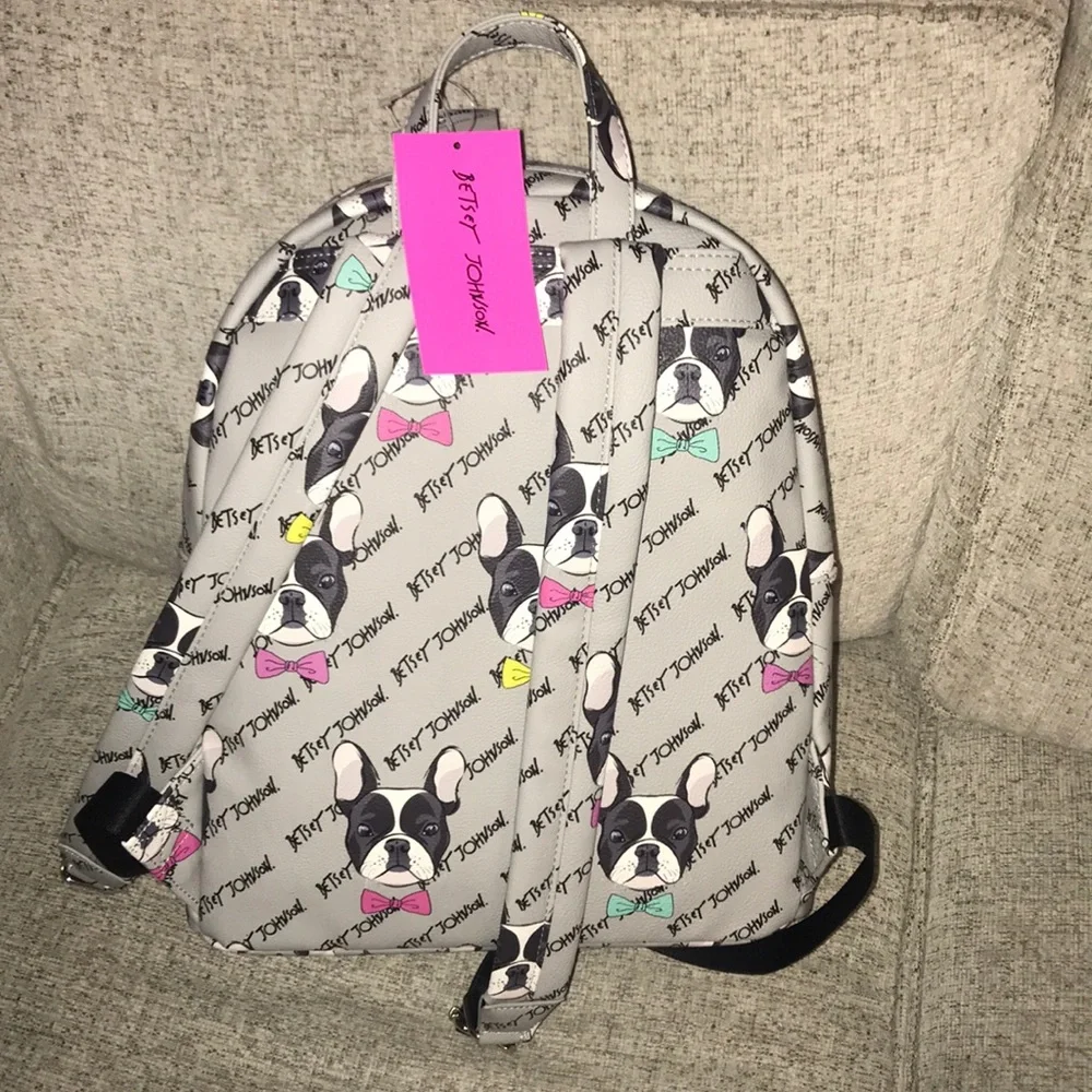 NWT Betsey Johnson Gray Boston Terrier backpack